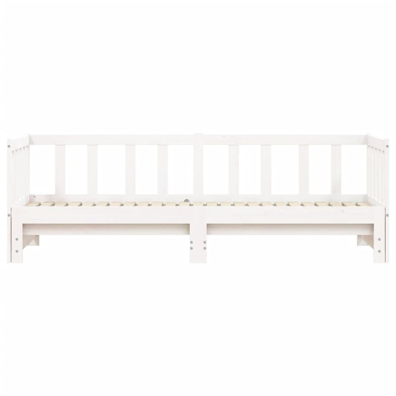 Day Bed with Trundle White 92x187 cm Single Size Solid Wood Pine