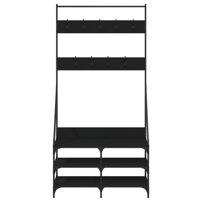 vidaXL Clothes Rack with Shoe Storage Black 90x34x184 cm