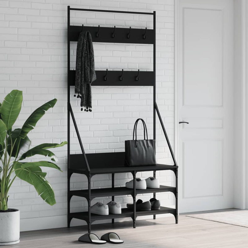 vidaXL Clothes Rack with Shoe Storage Black 90x34x184 cm