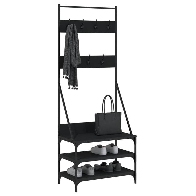 vidaXL Clothes Rack with Shoe Storage Black 70x40x184 cm