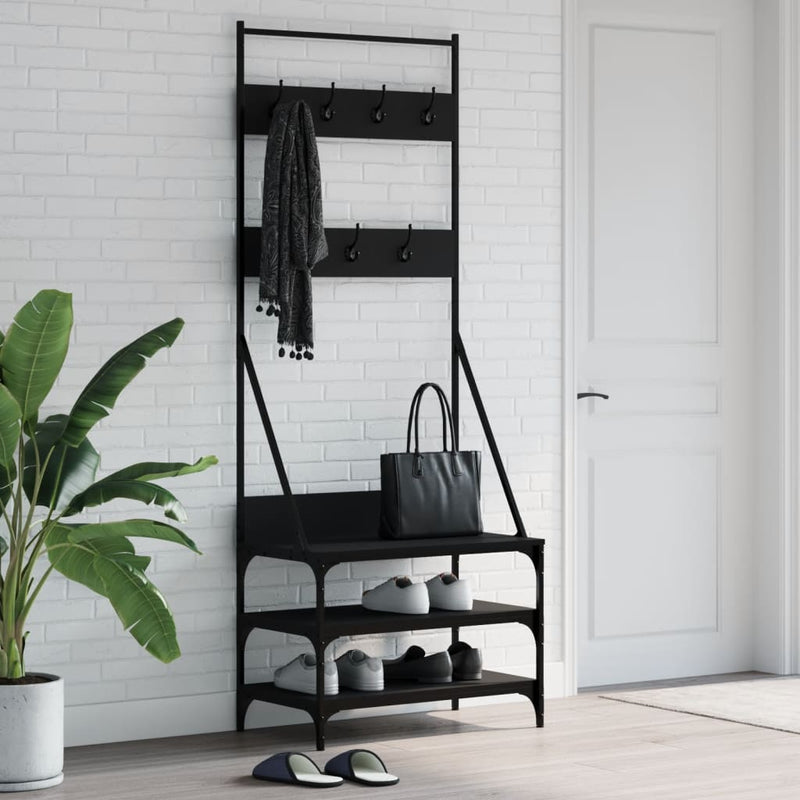 vidaXL Clothes Rack with Shoe Storage Black 70x40x184 cm
