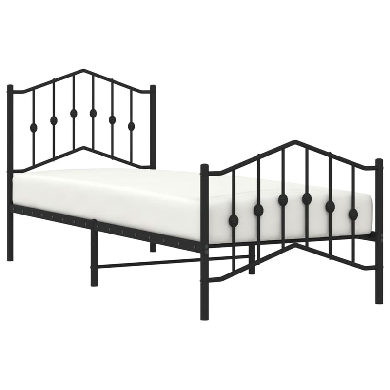 vidaXL Metal Bed Frame without Mattress with Footboard Black 90x190 cm
