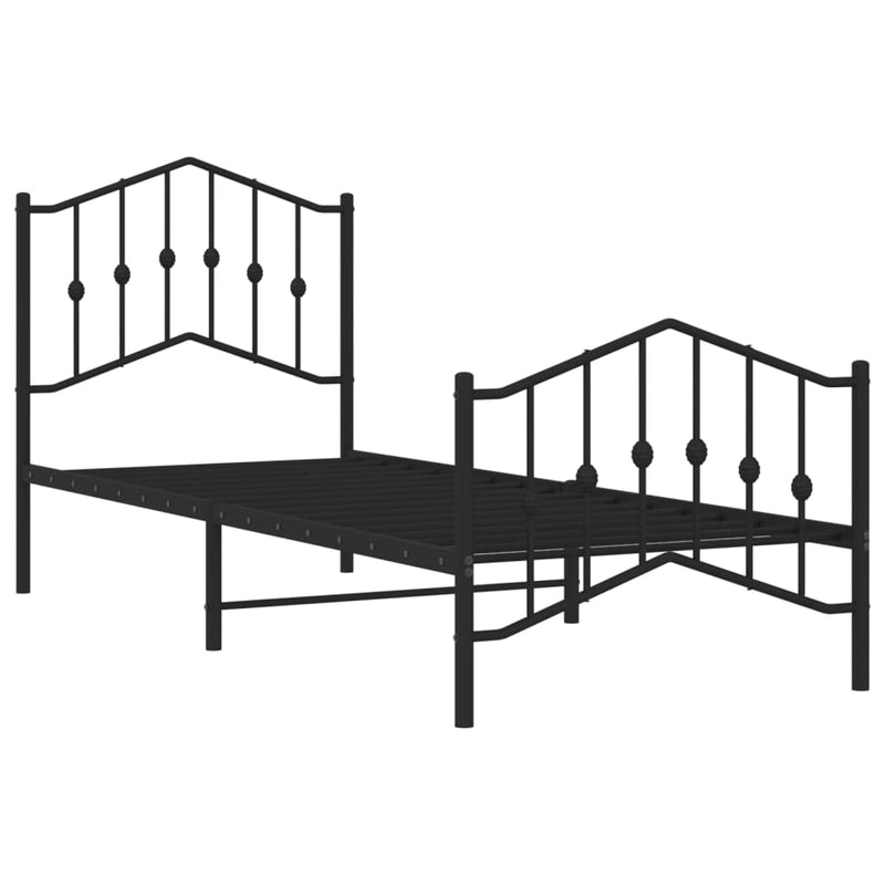 vidaXL Metal Bed Frame without Mattress with Footboard Black 90x190 cm