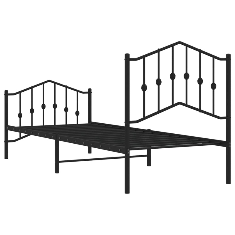 vidaXL Metal Bed Frame without Mattress with Footboard Black 90x190 cm