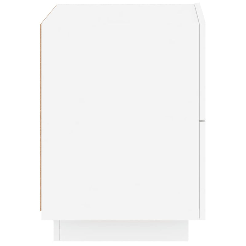vidaXL Bedside Cabinets with LED Lights 2 pcs White Engineered Wood