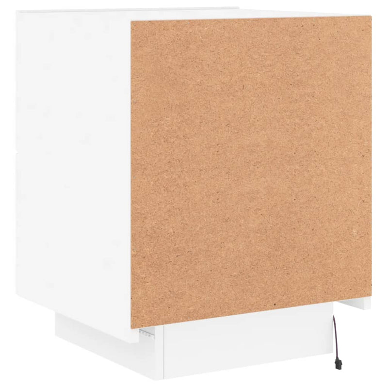vidaXL Bedside Cabinets with LED Lights 2 pcs White Engineered Wood