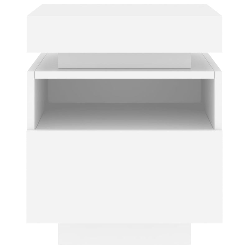 vidaXL Bedside Cabinets with LED Lights 2 pcs White 40x39x48.5 cm