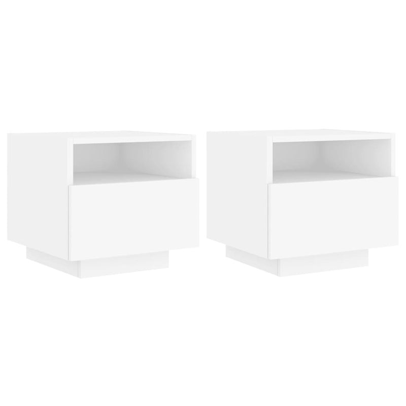 vidaXL Bedside Cabinets with LED Lights 2 pcs White 40x39x37 cm