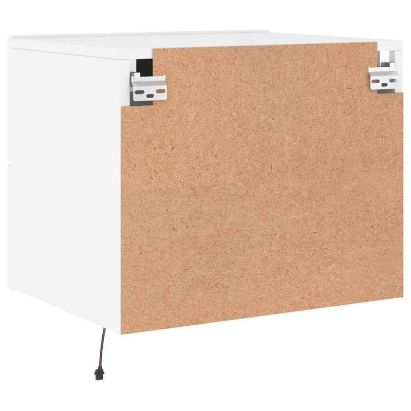 vidaXL Wall-mounted Bedside Cabinets with LED Lights 2 pcs White