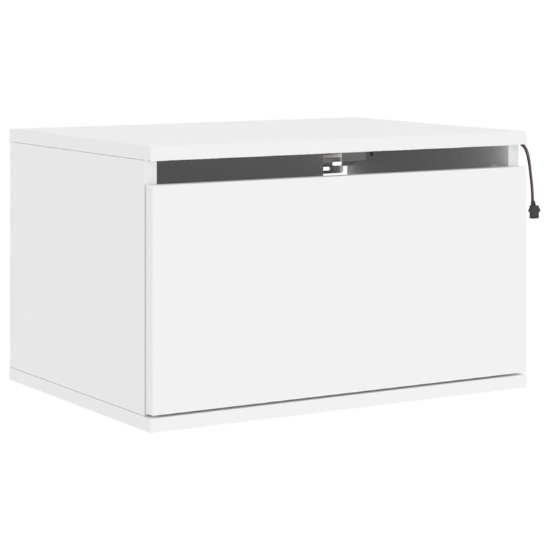 vidaXL Wall-mounted Bedside Cabinets with LED Lights 2 pcs White