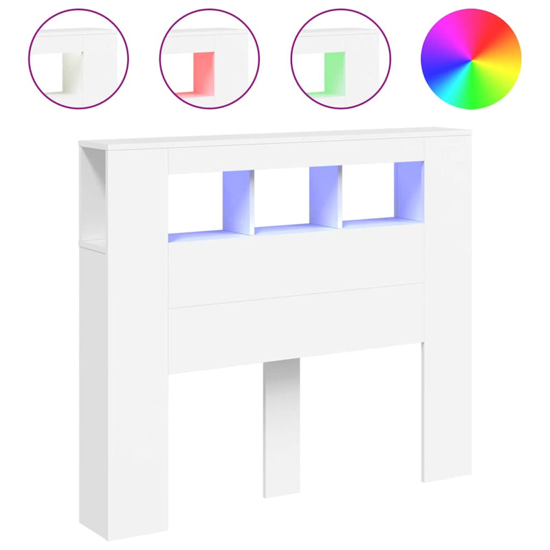 vidaXL LED Headboard White 120 cm Engineered Wood