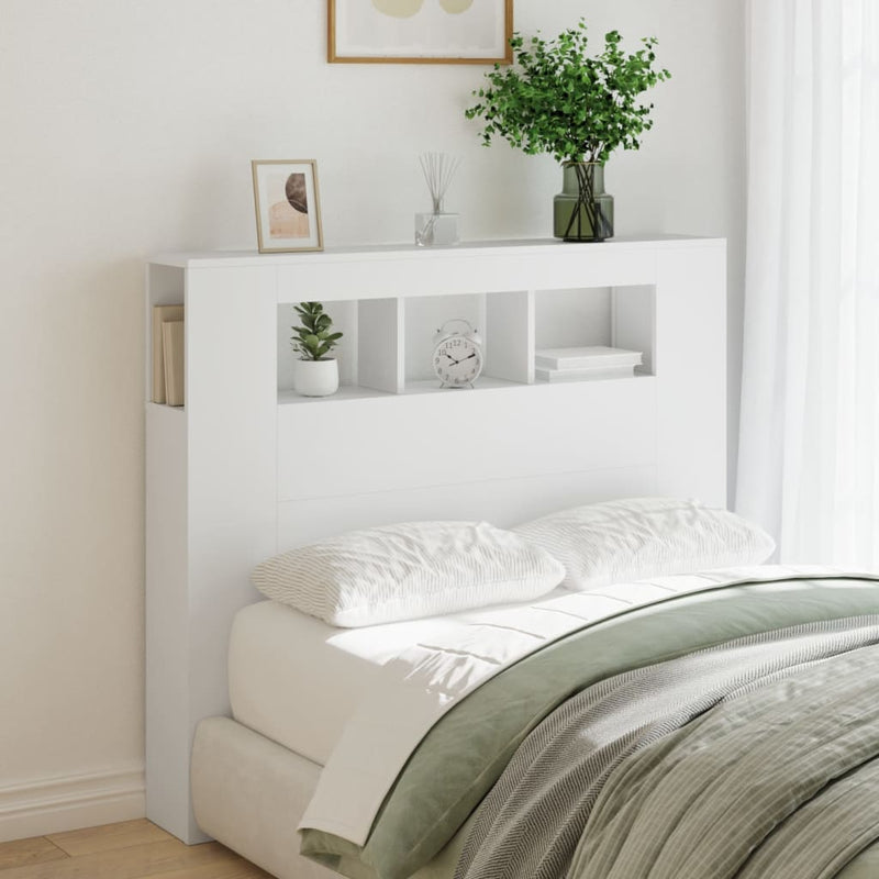 vidaXL LED Headboard White 120 cm Engineered Wood