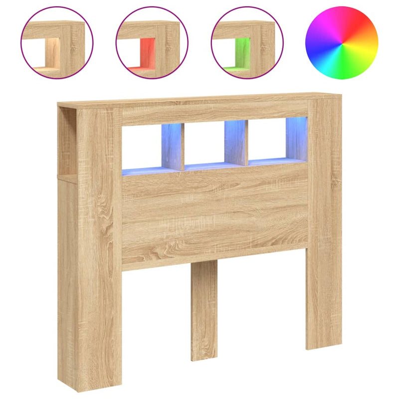 vidaXL LED Headboard Sonoma Oak 120 cm Engineered Wood