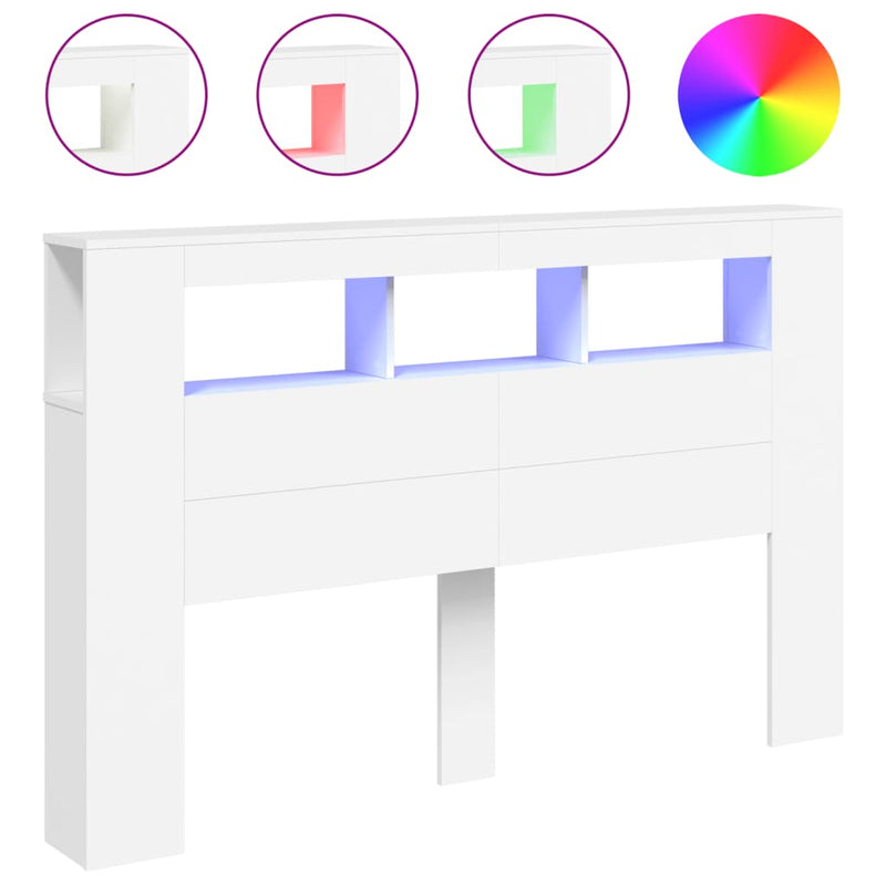 vidaXL LED Headboard White 160 cm Engineered Wood