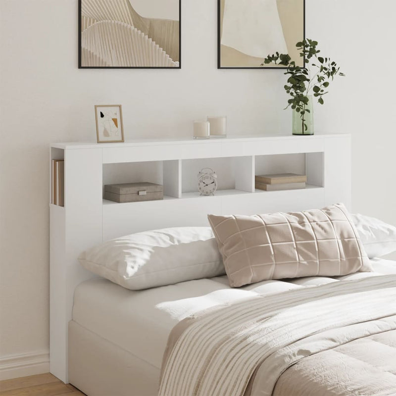 vidaXL LED Headboard White 160 cm Engineered Wood