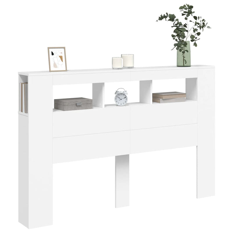 vidaXL LED Headboard White 160 cm Engineered Wood