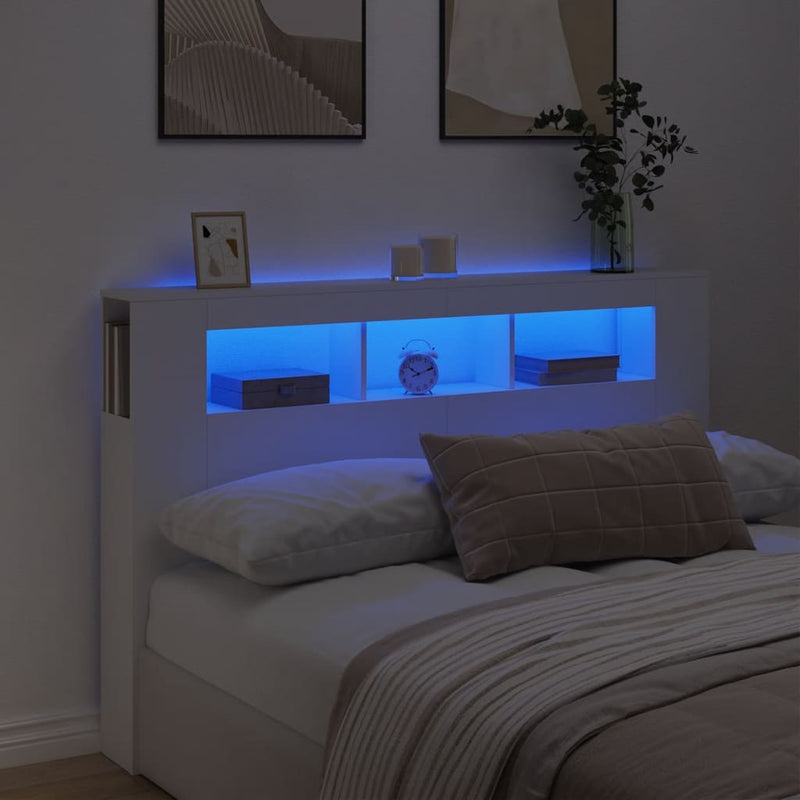 vidaXL LED Headboard White 160 cm Engineered Wood