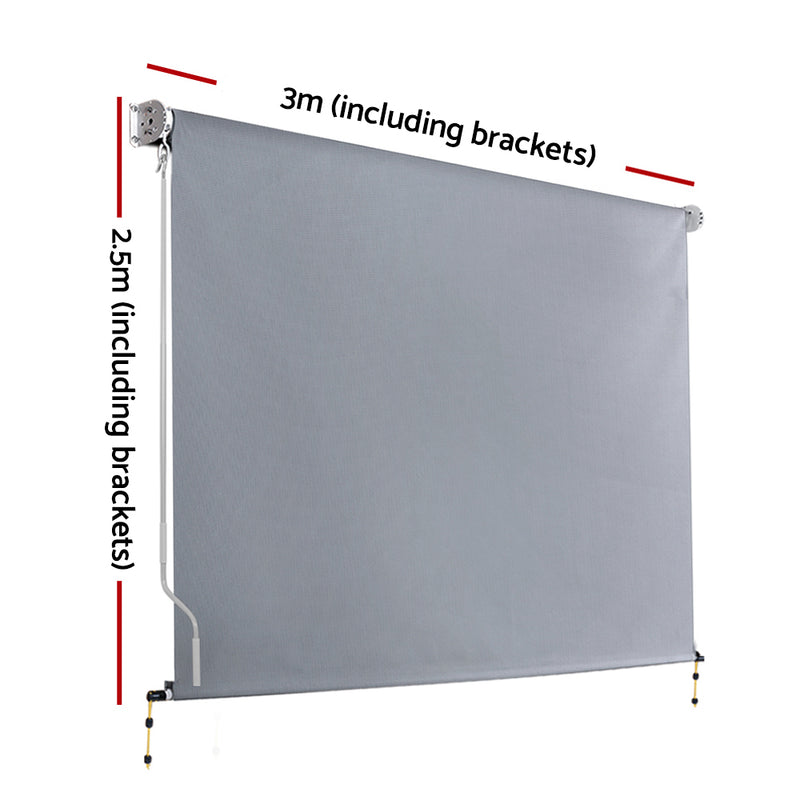 Instahut Outdoor Blind Window Privacy Screen Roll Down Awning Canopy 3.0X2.5M