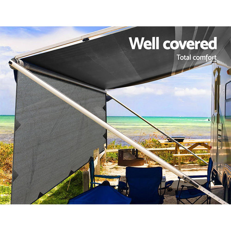 4.0M Caravan Privacy Screens 1.95m Roll Out Awning End Wall Side Sun Shade