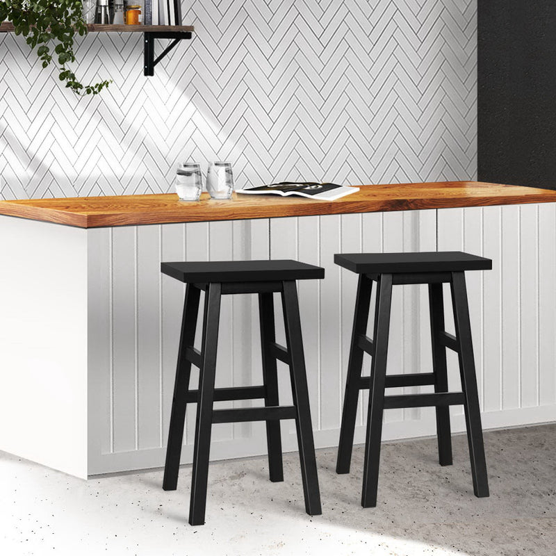 Artiss 2x Bar Stools Kitchen Chairs Wooden Black