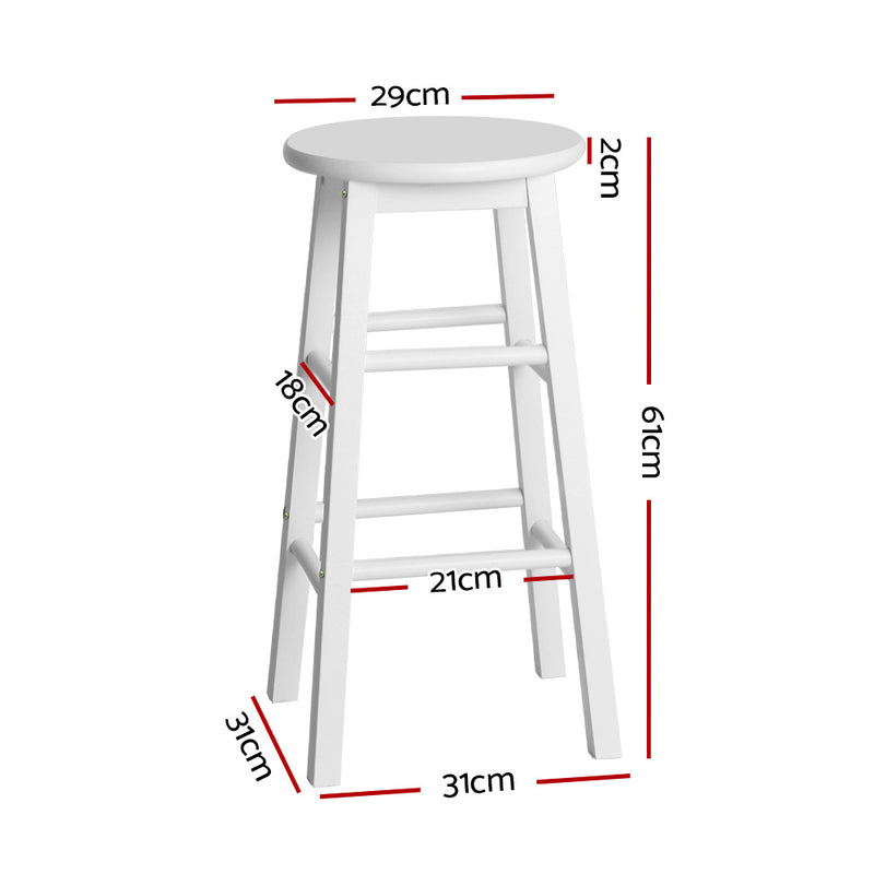 Artiss 2x Bar Stools Round Chairs Wooden White