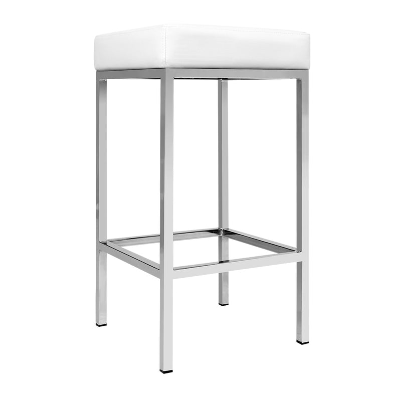 Artiss 2x Bar Stools Leather Padded Metal White