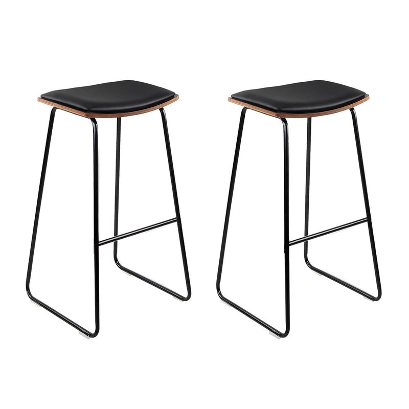 Artiss 2x Bar Stools Leather Padded Metal