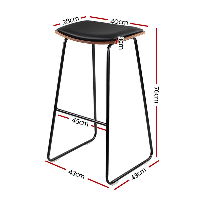 Artiss 2x Bar Stools Leather Padded Metal