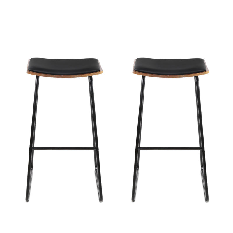 Artiss 2x Bar Stools Leather Padded Metal