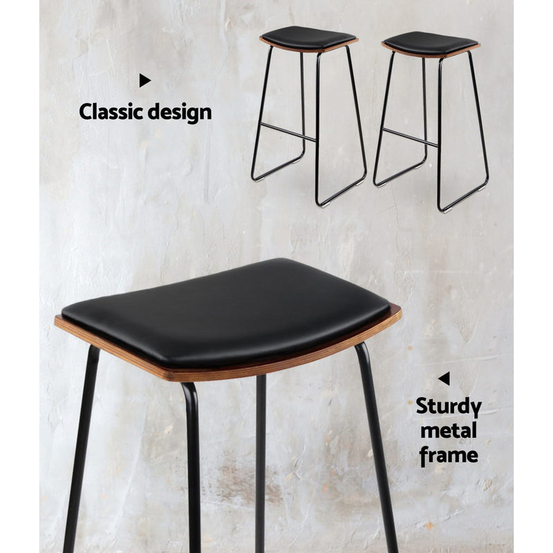 Artiss 2x Bar Stools Leather Padded Metal