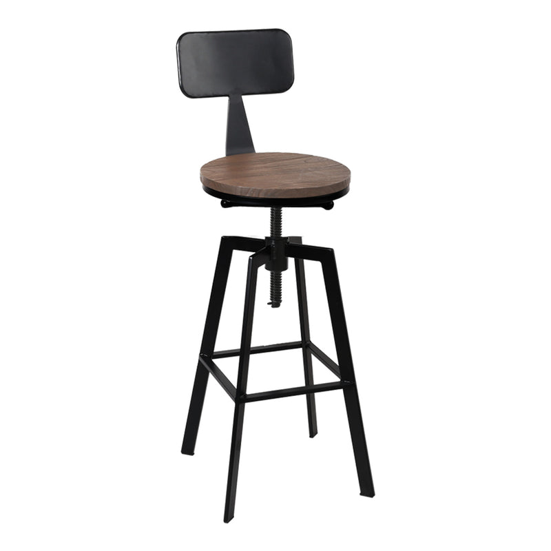 Artiss Bar Stools Adjustable Wood Stool w/Backrest