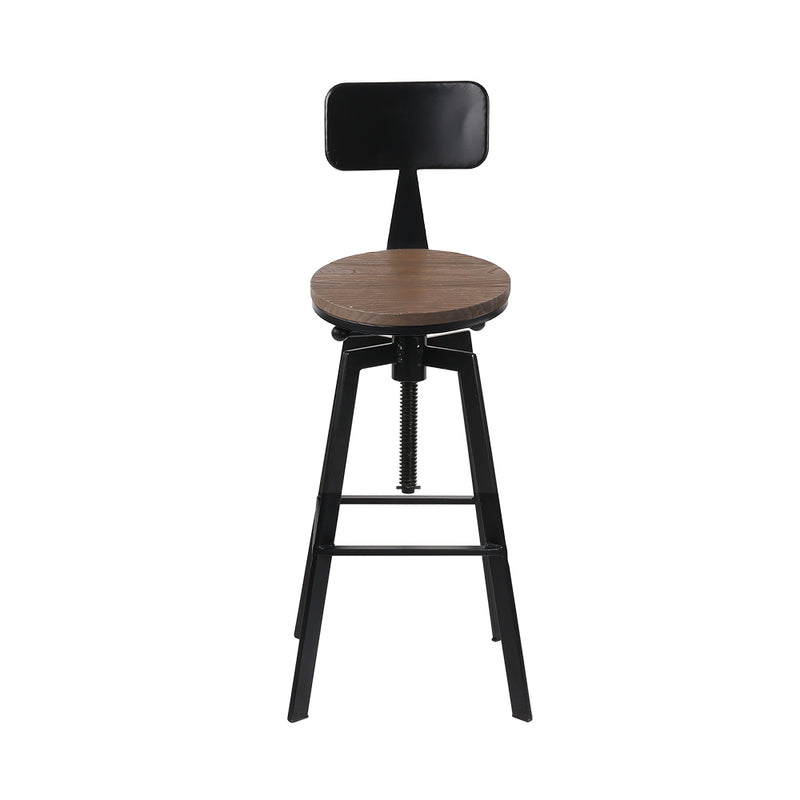 Artiss Bar Stools Adjustable Wood Stool w/Backrest