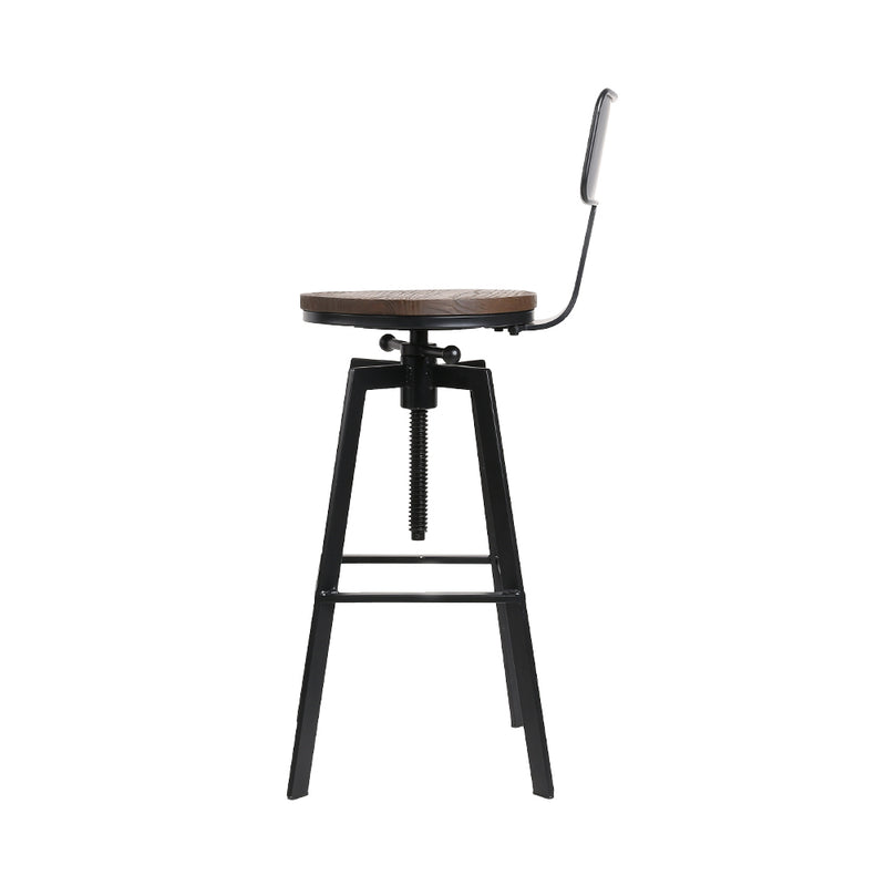 Artiss Bar Stools Adjustable Wood Stool w/Backrest