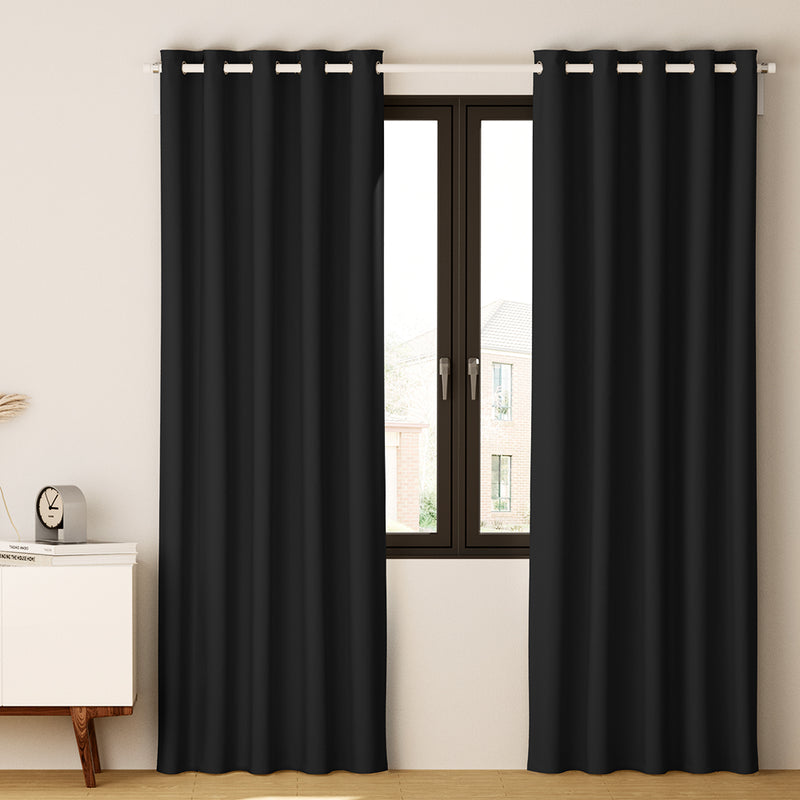 Artiss 2X Blockout Curtains Eyelet 240x230cm Black