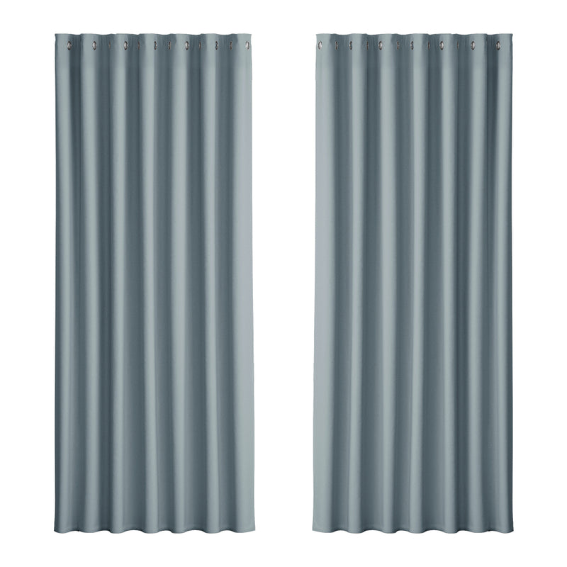 Artiss 2X Blockout Curtains Eyelet 240x230cm Grey