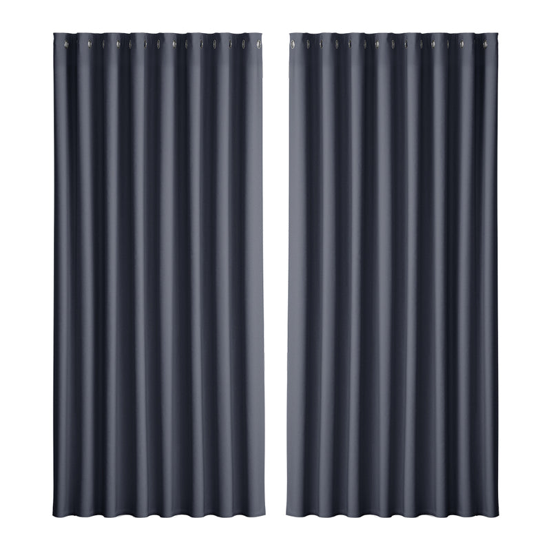 Artiss 2X Blockout Curtains Eyelet 300x230cm Charcoal