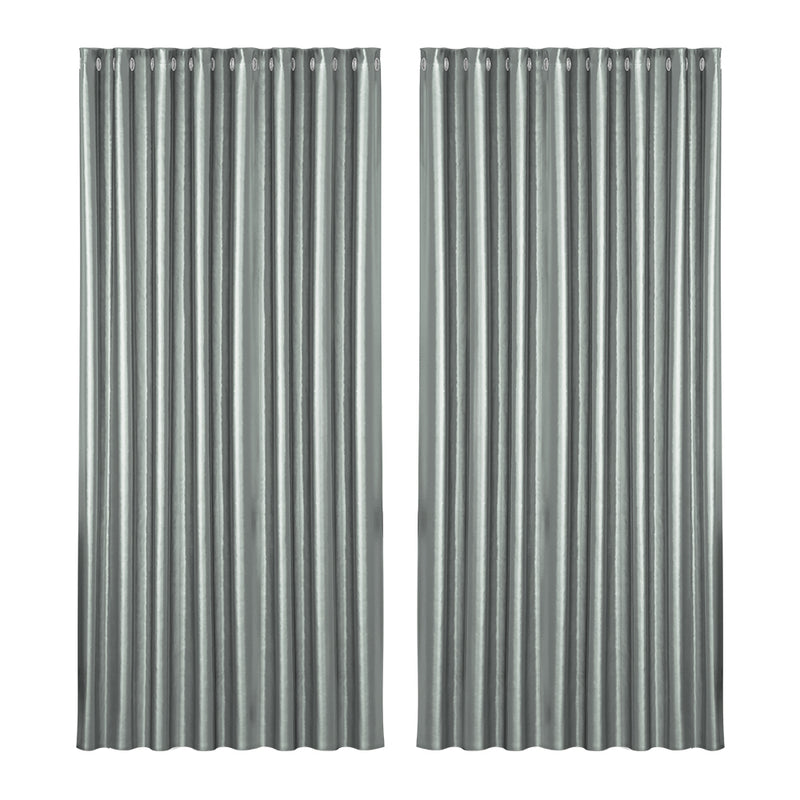 Artiss 2X Blockout Curtains Eyelet 300x230cm Grey Shine