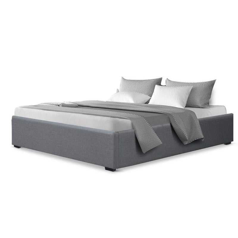 Artiss Bed Frame Queen Size Gas Lift Base Grey TOKI