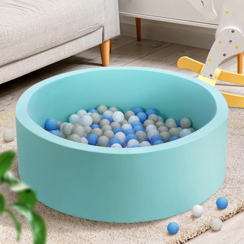 Keezi Ocean Foam Ball Pit with Balls Kids Play Pool Barrier Toys 90x30cm Blue