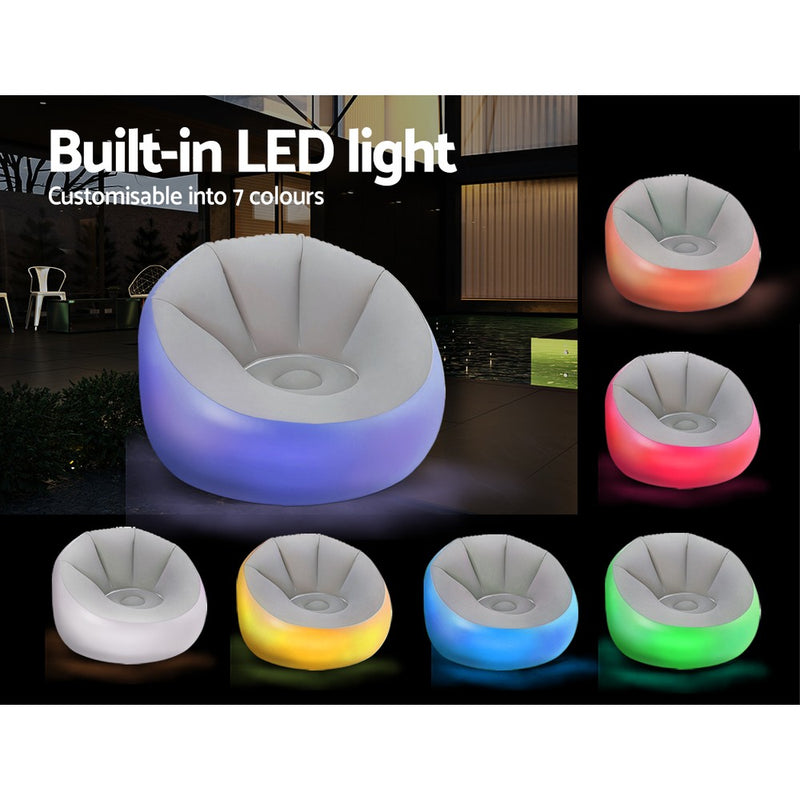 Bestway Inflatable Seat Sofa LED Light Chair Outdoor Lounge Cruiser