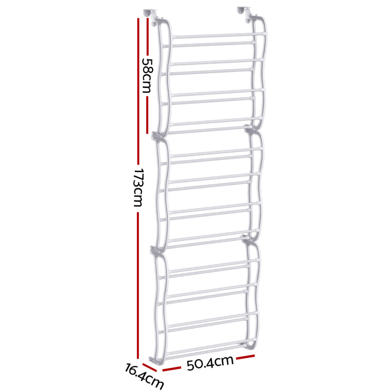 Artiss Shoe Rack 12-tier 24 Pairs Wall Mounted Metal Plastic Shoe Shleves White