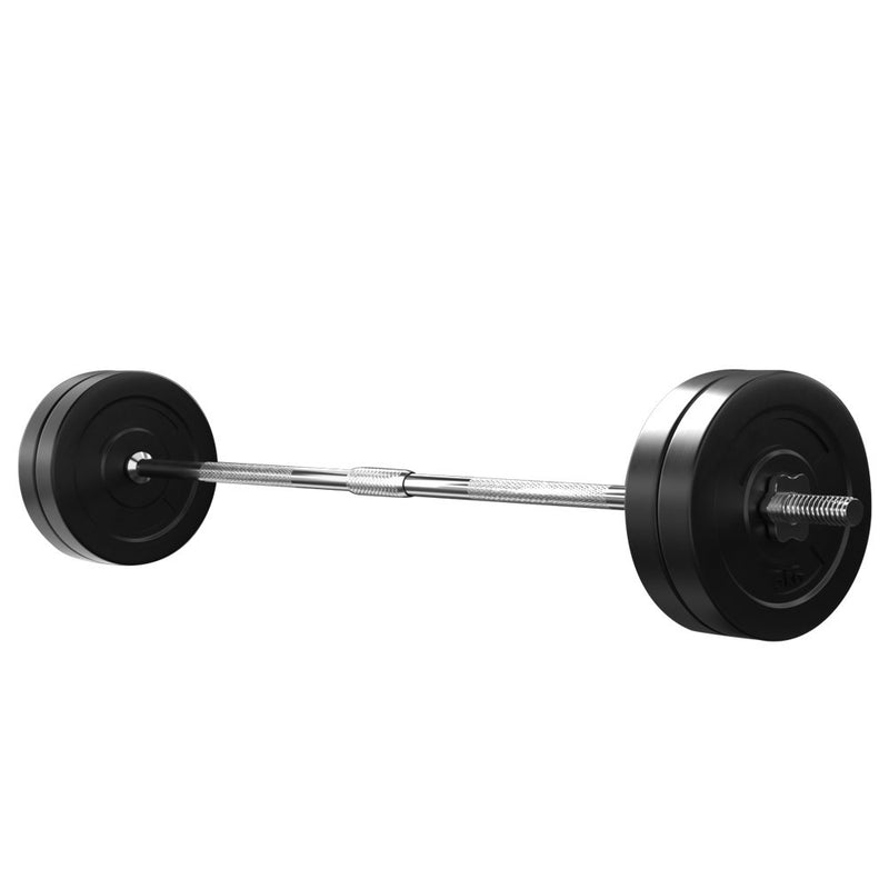 28KG Barbell Weight Set Plates Bar Bench Press Fitness Exercise Home Gym 168cm