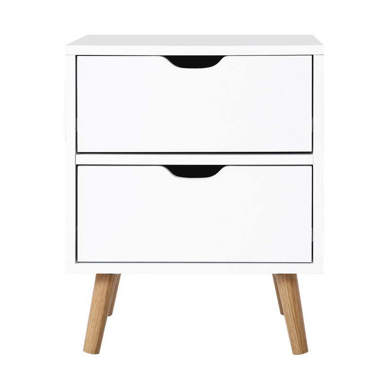 Artiss Bedside Table 2 Drawers - BODEN White