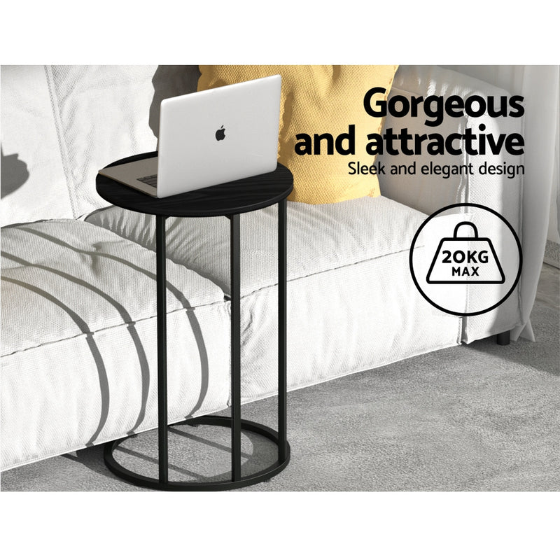 Artiss Coffee Table Side Table Round Black Martha