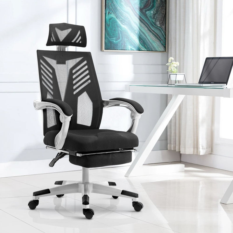 Artiss Mesh Office Chair Recliner Black White