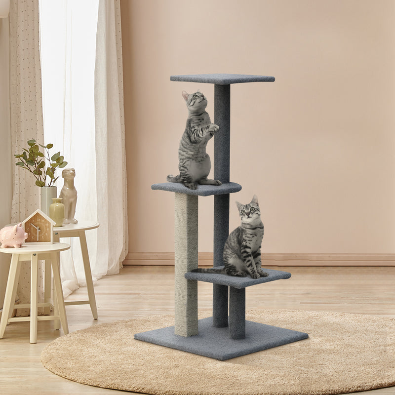 i.Pet Cat Tree 124cm Scratching Post Tower Scratcher Trees Wood Condo Board