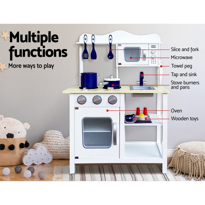 Keezi 18 Piece Kids Kitchen Play Set - White