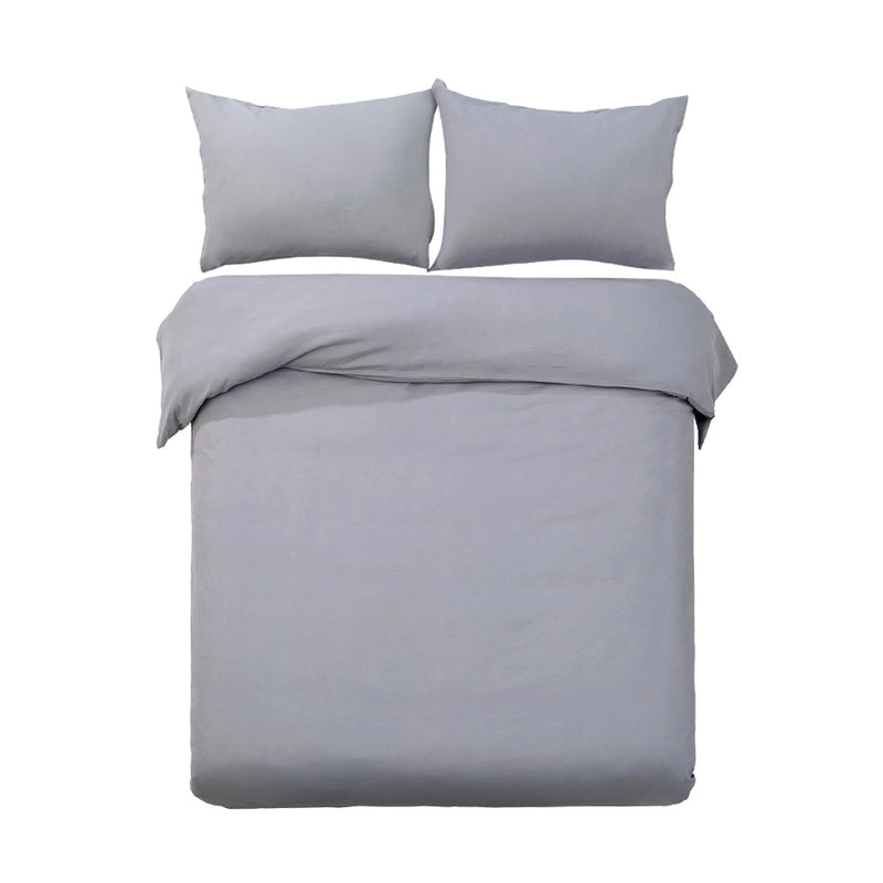 Giselle Quilt Cover Set Classic Grey - Queen