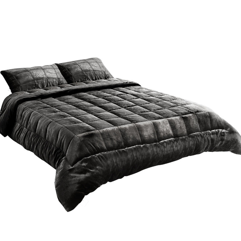 Giselle Bedding Faux Mink Quilt Double Size Charcoal