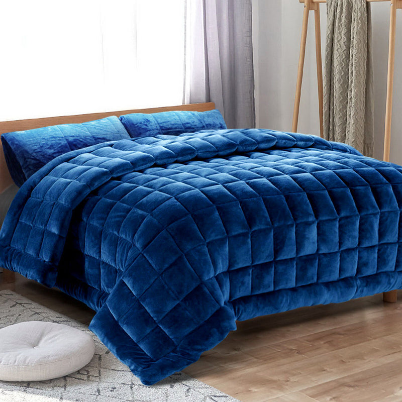 Giselle Bedding Faux Mink Quilt Queen Size Navy